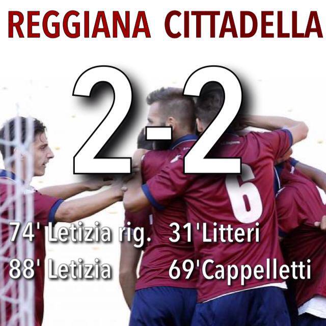 La Reggiana pareggia con il Cittadella: 2-2