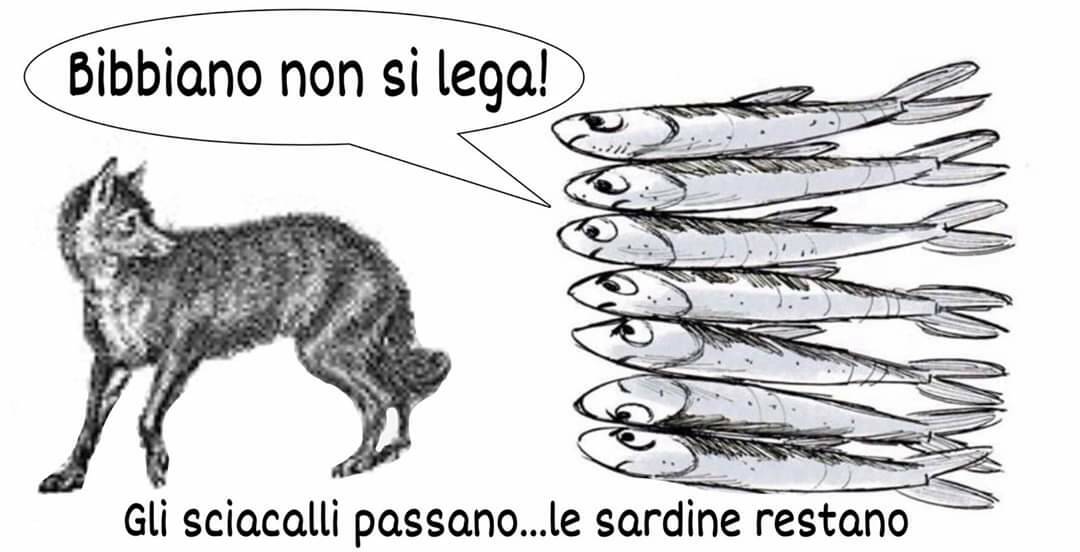 Regionali, Sardine a Bibbiano contro lo “sciacallo” Salvini