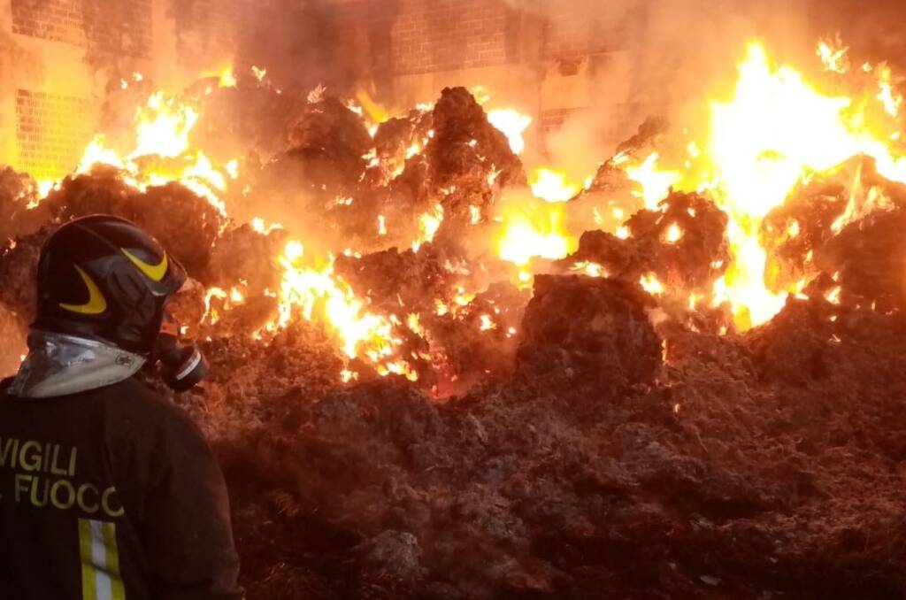 Castellarano, incendio in un fienile: distrutte 300 rotoballe