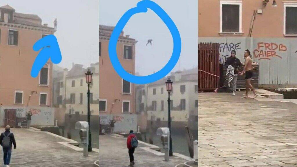 Venezia, il folle tuffo di un giovane dal tetto di un palazzo fa infuriare il sindaco Brugnaro